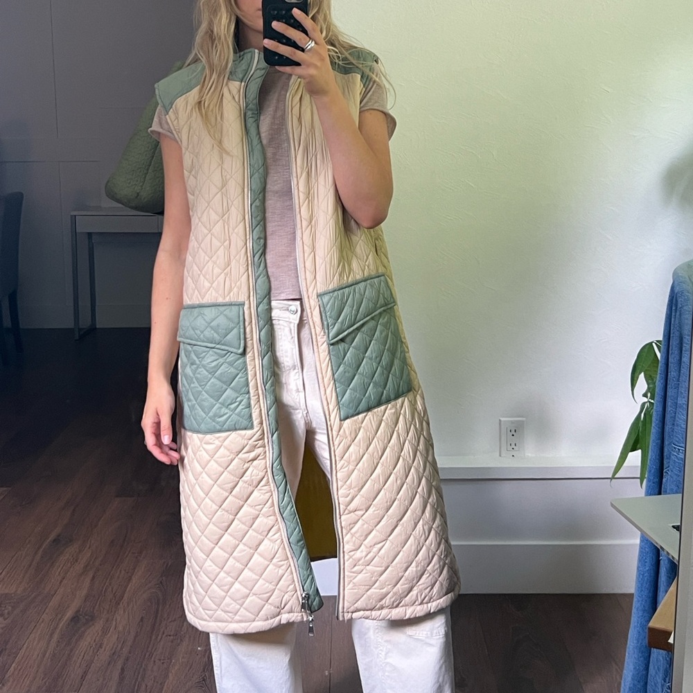 Vintage quilted long vest